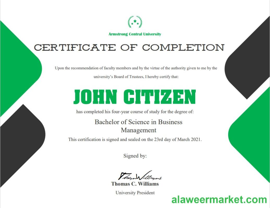 USA University Completion cert